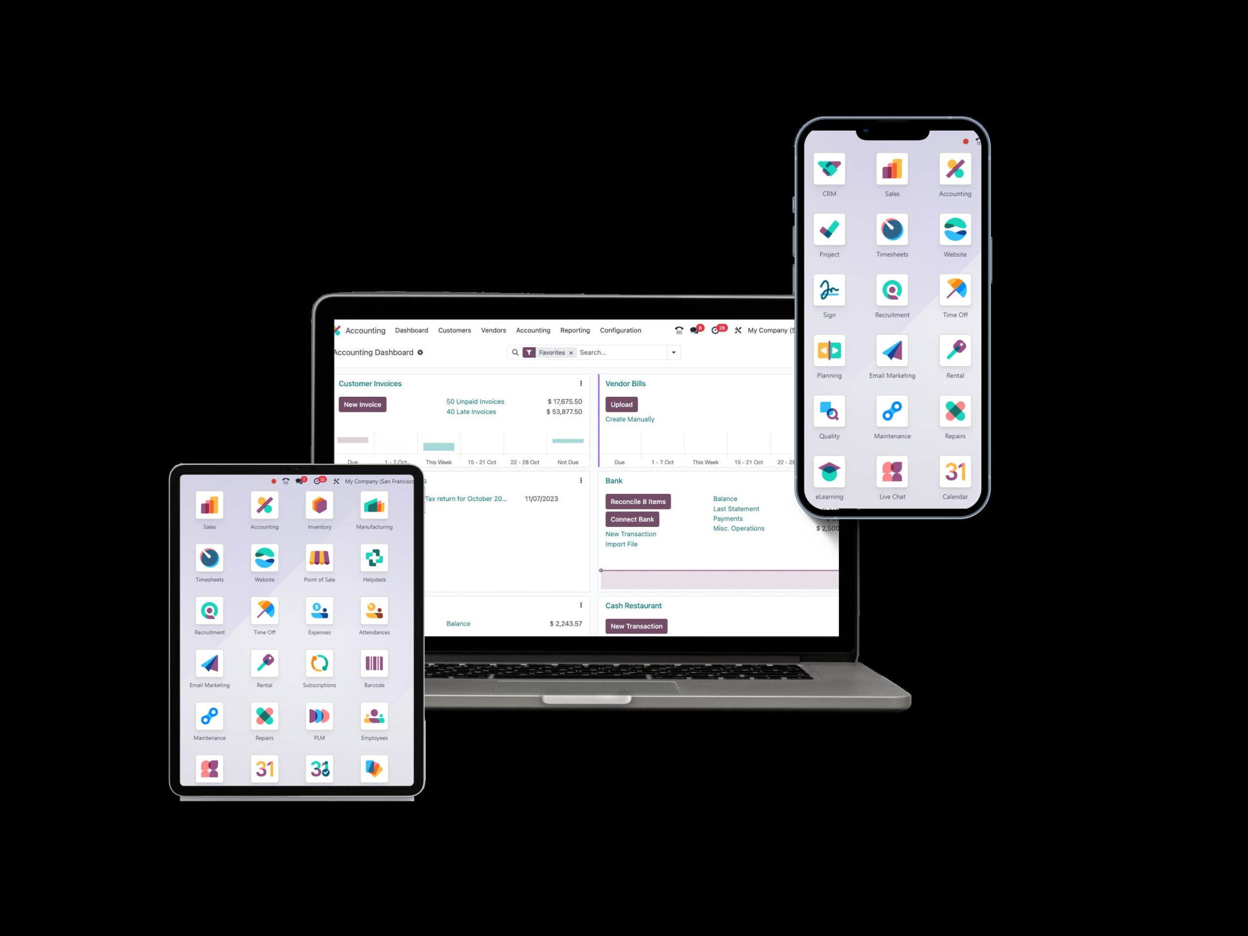 ERP Odoo con diseño responsive en laptop y móvil – Azor Data